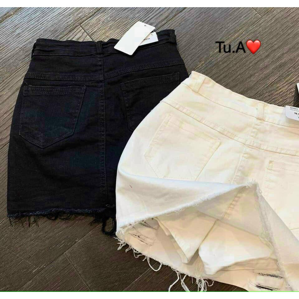 [ Mã FAMAYWA giảm 10K đơn 50K] Quần short bò giả váy shynstores cào rách siêu hot màu đen trắng | BigBuy360 - bigbuy360.vn
