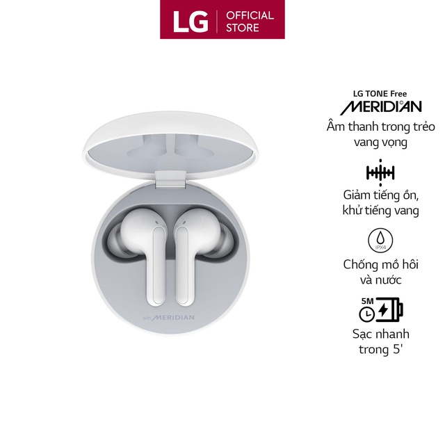 [Mã ELHACE giảm 4% đơn 300K] LG Tone Free HBS-FN4 - Màu Trắng - Tai Nghe Không Dây Công nghệ âm thanh MERIDIAN