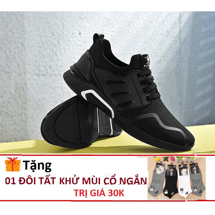 GiàyThể Thao  Nam Giày Sneaker 2022 khử mùi chống trơn nhẹ mềm lót thoáng khí mầu đen  hd9