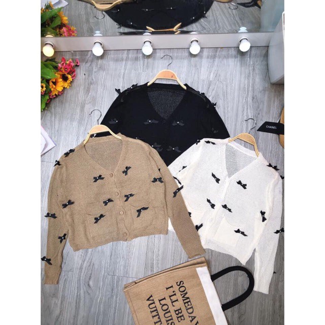 Áo cadigan đính nơ chất đẹp(#493)_Xưởng May Quang Anh