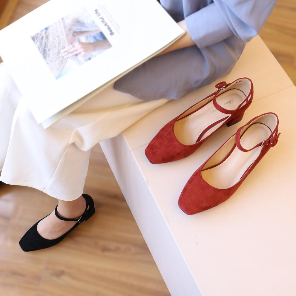 . Giày Cao Gót Nữ bAimée & bAmor Mũi Vuông Quai Cài Đế Vuông Cao 5p Thời Trang Công Sở Đẹp Chính Hãng Cao Cấp - MS0010 ;