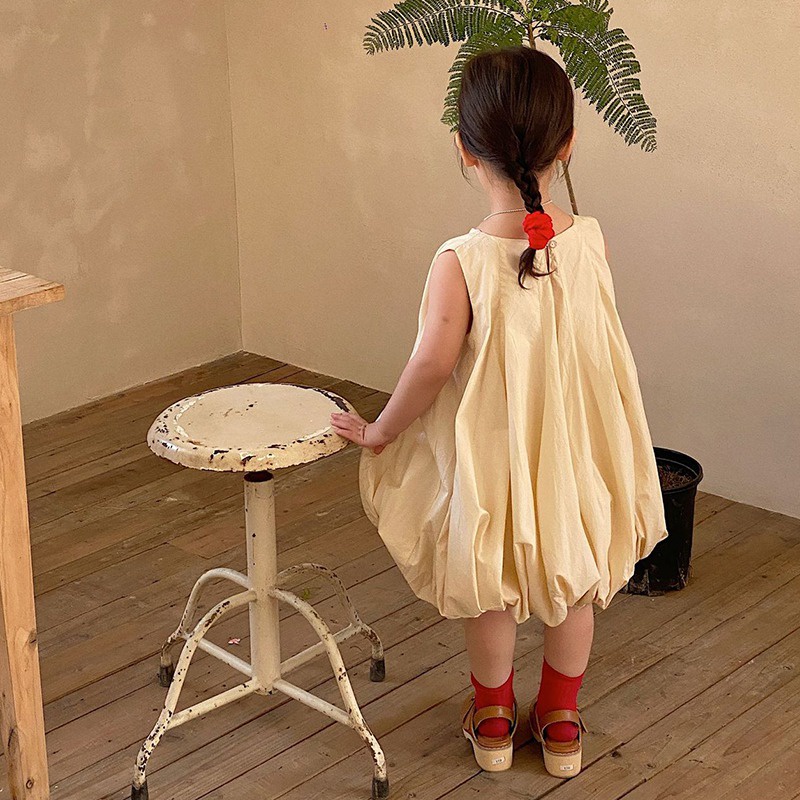 Đầm Công Chúa Mùa Hè Không Tay Màu Trơn Kiểu Hàn Quốc Cho Bé Gái Se7en