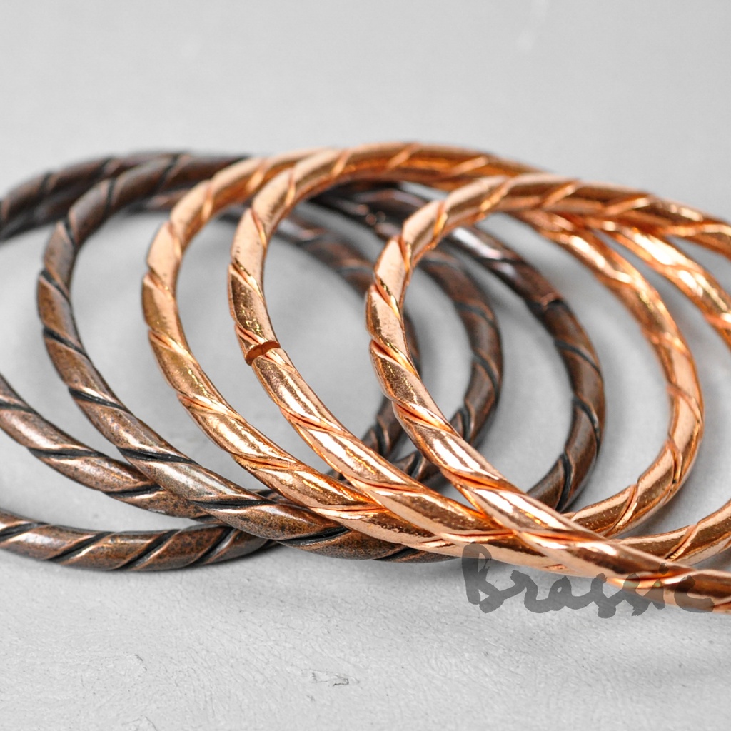 Vòng tay đồng handmade, kiềng đồng xoắn vintage, unisex VT34 VT35 VT36, 6 màu lựa chọn