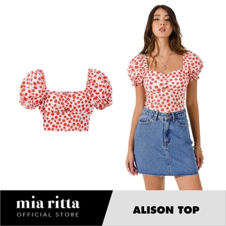 Áo croptop cúp ngực tay bồng chun lưng khoét eo Alison Top Mia Ritta A2095