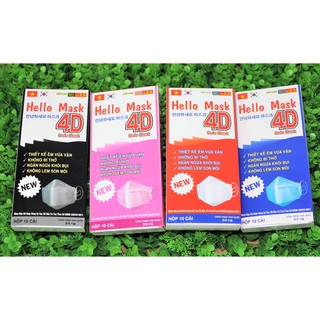 COMBO 4 HỘP KHẨU TRANG 4D HELLO MASK (4 MÀU: HỒNG,XÁM,XANH,TRẮNG)