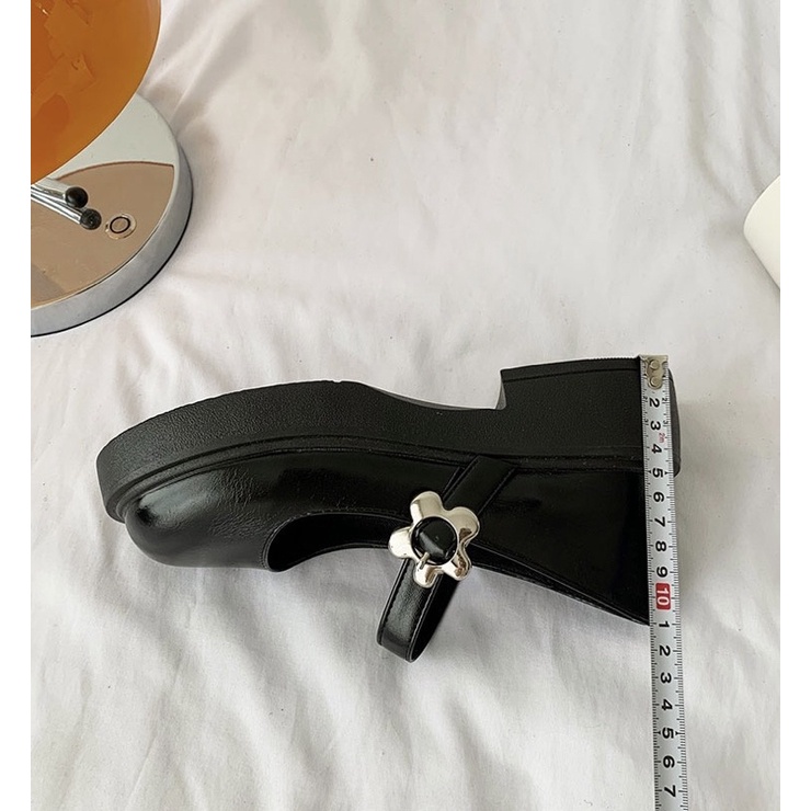 Giày búp bê có quai bông hoa Mary Jane tiểu thư đế 5cm dễ thương ulzzang Hàn Quốc Yannie Lolita