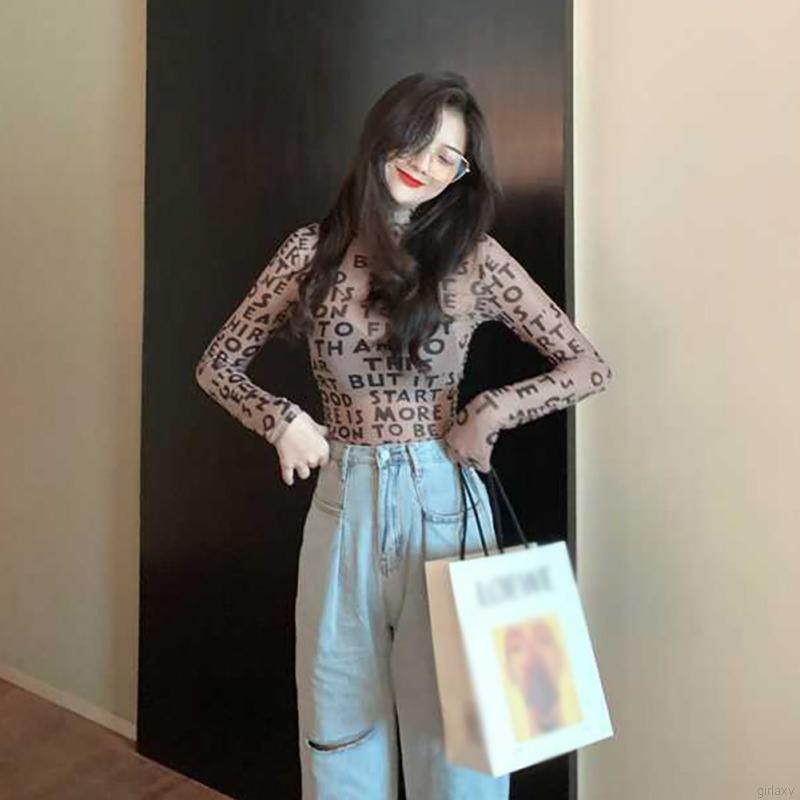Áo thun tay dài cổ tròn thời trang Hàn Quốc cho nữ