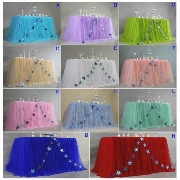 Khăn vải voan quây bàn trang trí sinh nhật tiệc sự kiện 1m7x1m2 Phụ kiện trang trí bàn tiệc sinh nhật tiệc cưới sự kiện