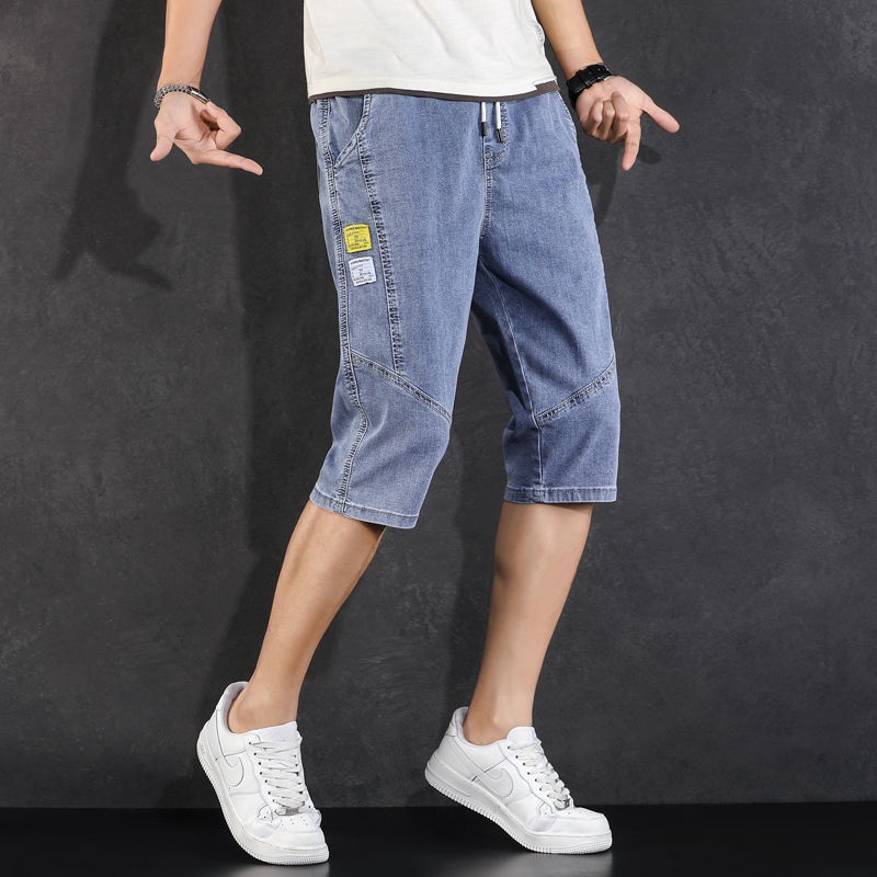 Quần short jean lửng dáng mỏng cỡ lớn thời trang mùa hè giản dị cho nam