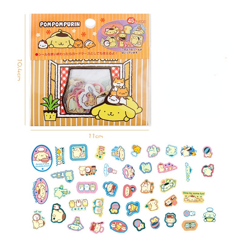 Set 40 Miếng Dán Trang Trí Sổ Tay/Nhật Ký Hình Mèo Hello Kitty/ Kuromi Đáng Yêu