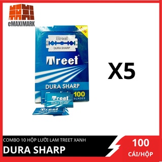 Combo 5 Hộp lưỡi lam Treet Xanh Dura Sharp X5
