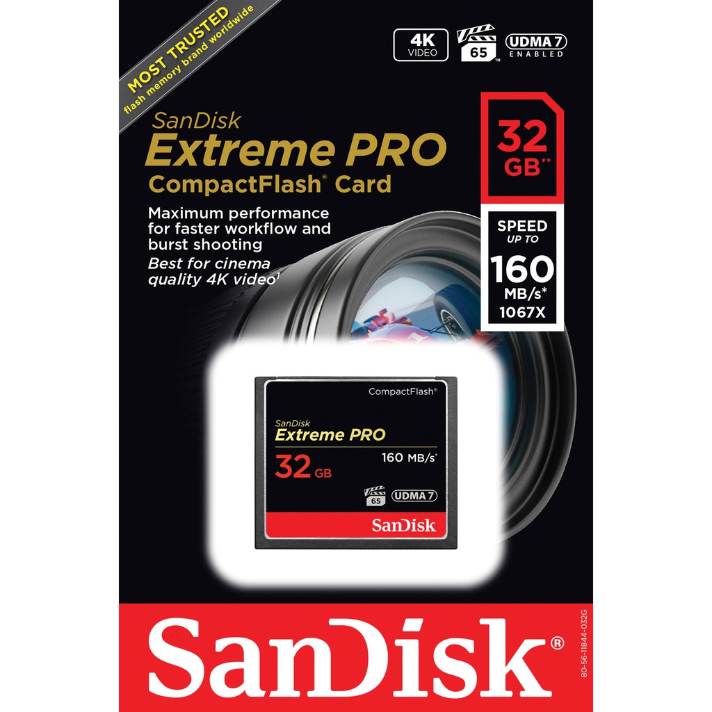 Thẻ nhớ CF SanDisk Extreme Pro 1067x - 32GB - 160MB/s - Bảo hành 5 năm