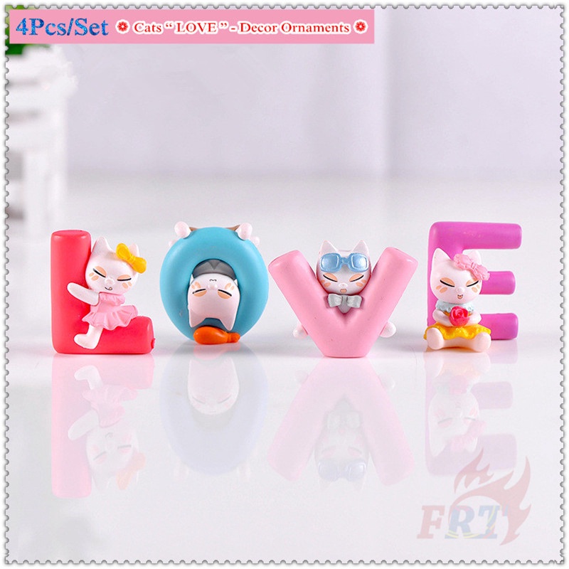Bộ 4 Món Đồ Thời Trang Cá Tính ❁ Mèo &quot;Tình Yêu&quot; - Đồ Trang Trí ❁ Hồ Cá Mini Trang Trí Bàn Làm Việc