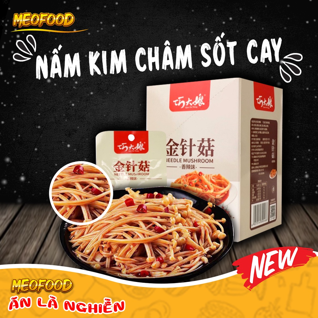 Nấm kim châm sốt cay trung quốc đồ ăn vặt MeoFood MF10