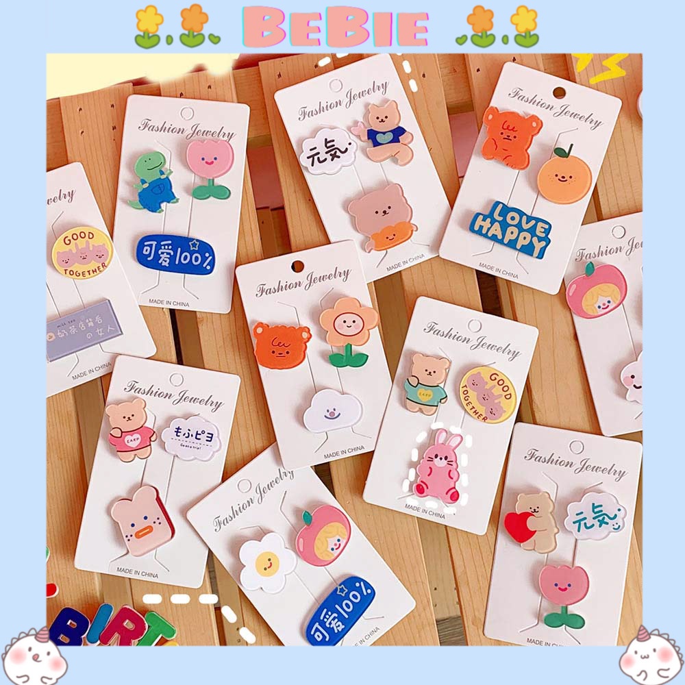 [BP369] Set 3 gim cài kim loại nút bấm tròn hình cute - BeBie Phụ kiện cưng