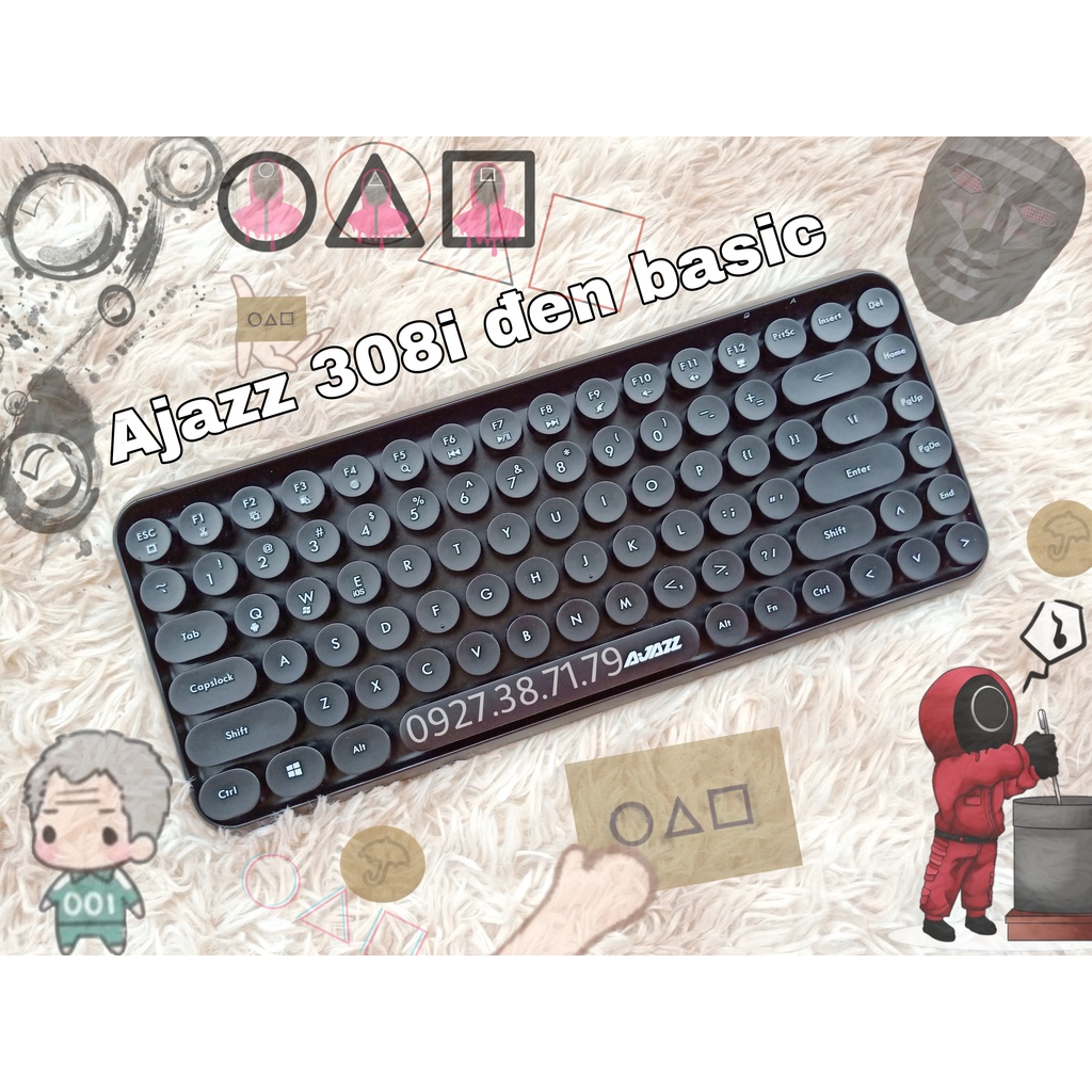 (CÓ SẴN) Bàn Phím Không Dây Ajazz 308i Bluetooth - Dùng Được Cho Laptop PC Windows, Mac OS, iOS, Android, iPhone, iPad