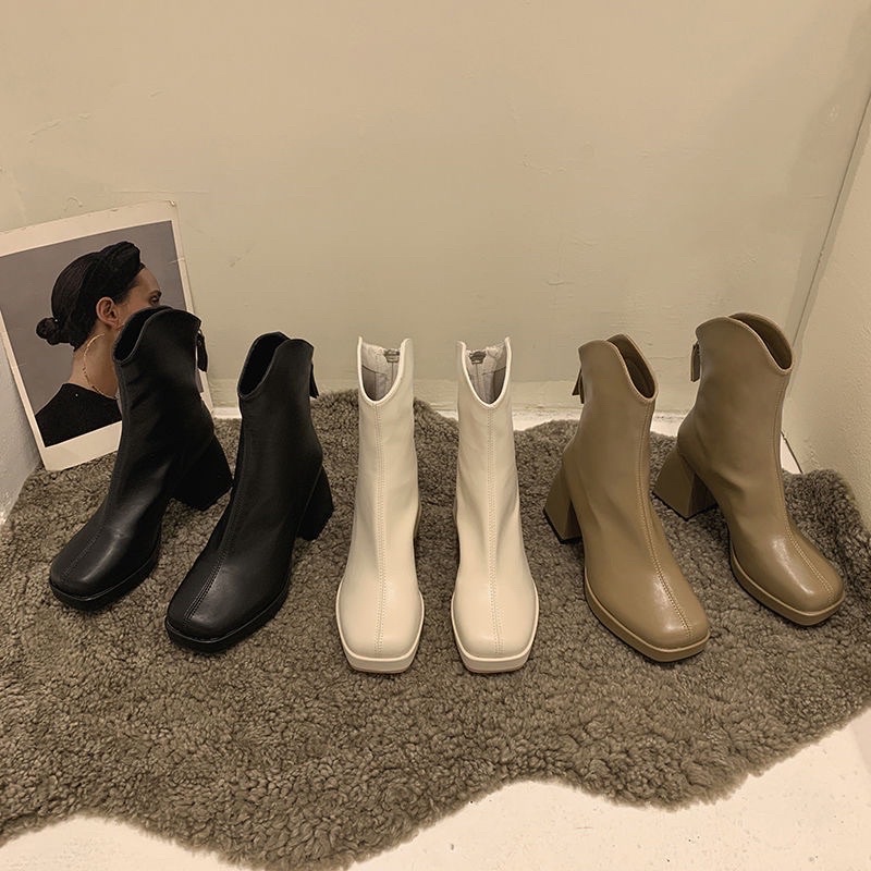 Giày bốt martin cao gót vuông phong cách Anh Quốc BIG SIZE 34-43