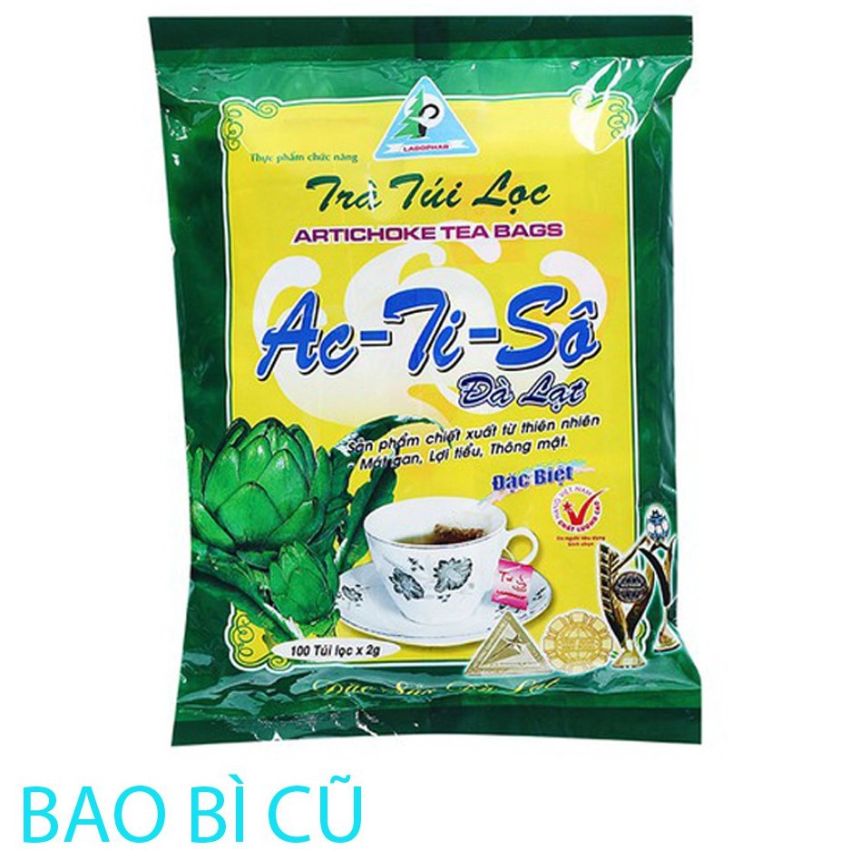 [ HÀNG CHÍNH HÃNG ] 1 bịch trà Atiso túi lọc Actiso Đà Lạt Ladophar (100 gói), món quà sức khỏe từ thiên nhiên