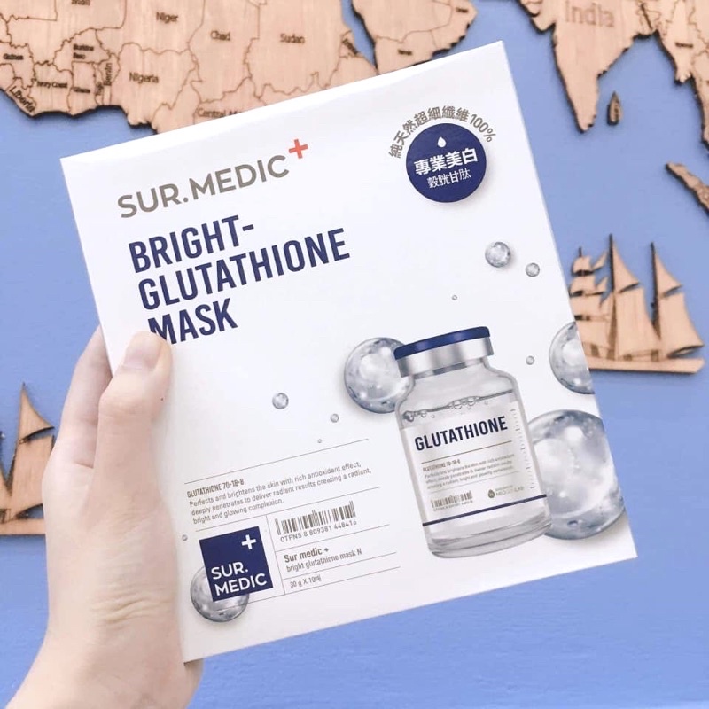Mặt Nạ Siêu Dưỡng Trắng Căng Bóng Sur.Medic Bright Glutathione Mask Hộp 10 Miếng