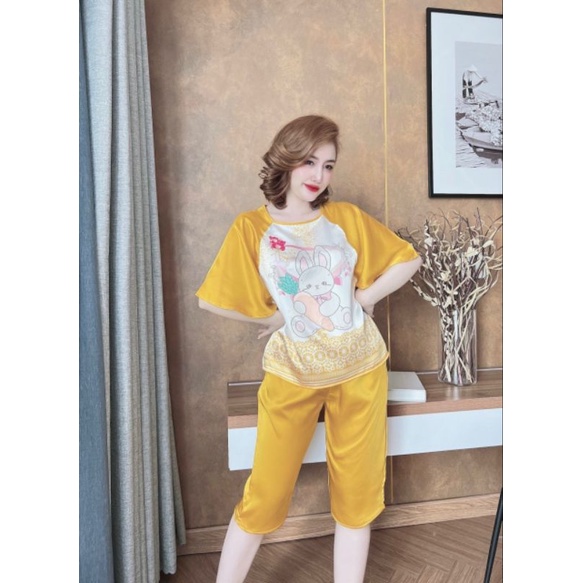 Bộ Lụa Satin Tay Cánh Tiên - Hàng Thiết Kế Satin In 4D Mềm Mịn