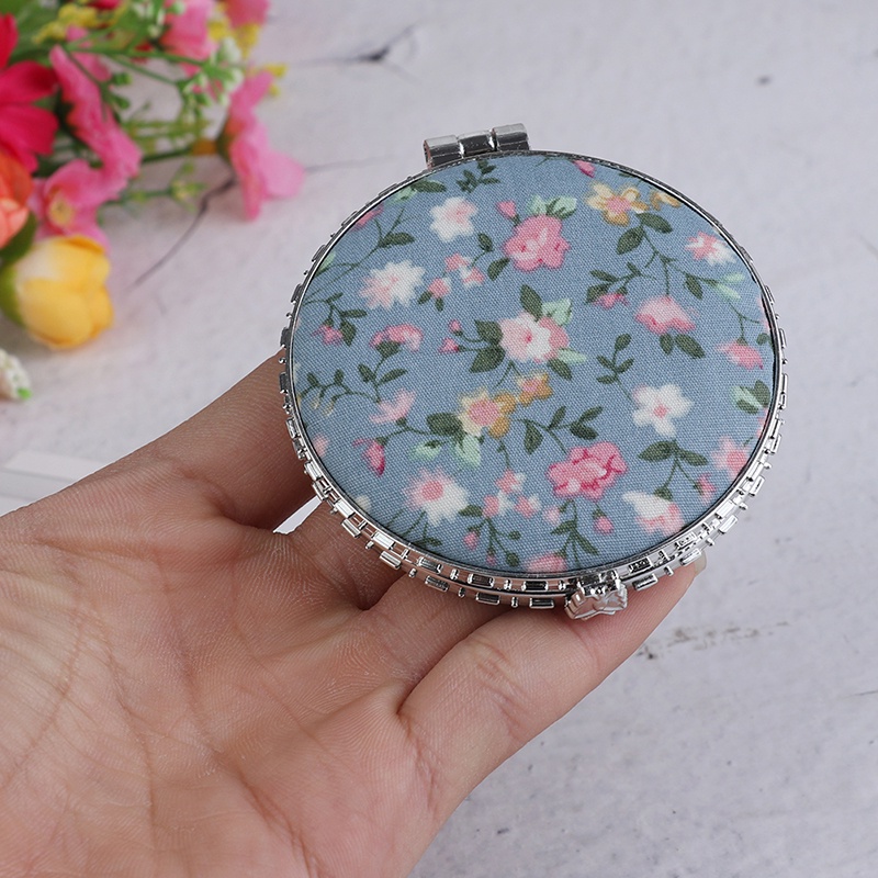 1 Gương Trang Điểm Mini Hai Mặt Họa Tiết Hoa Phong Cách Vintage