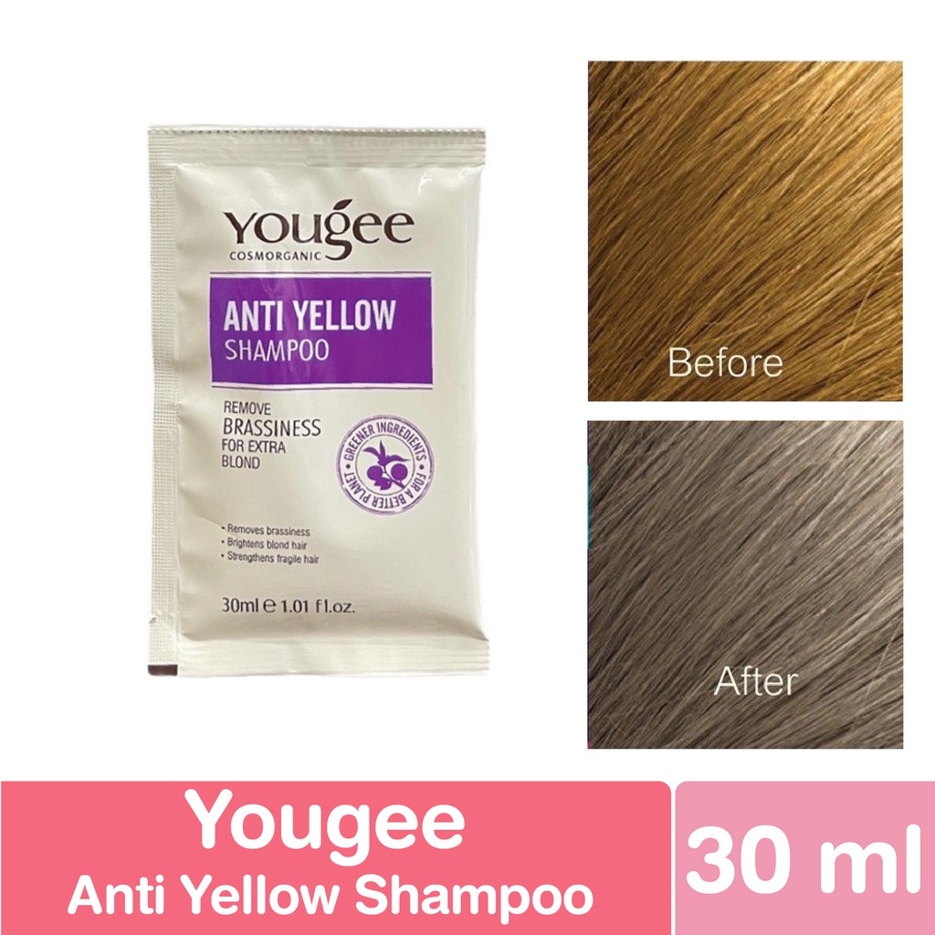 Dầu gội tím khử vàng Yougee Anti Yellow Shampoo dùng sau tẩy tóc,giữ màu tóc tone lạnh màu pastel màu khói 30ml-Thái Lan