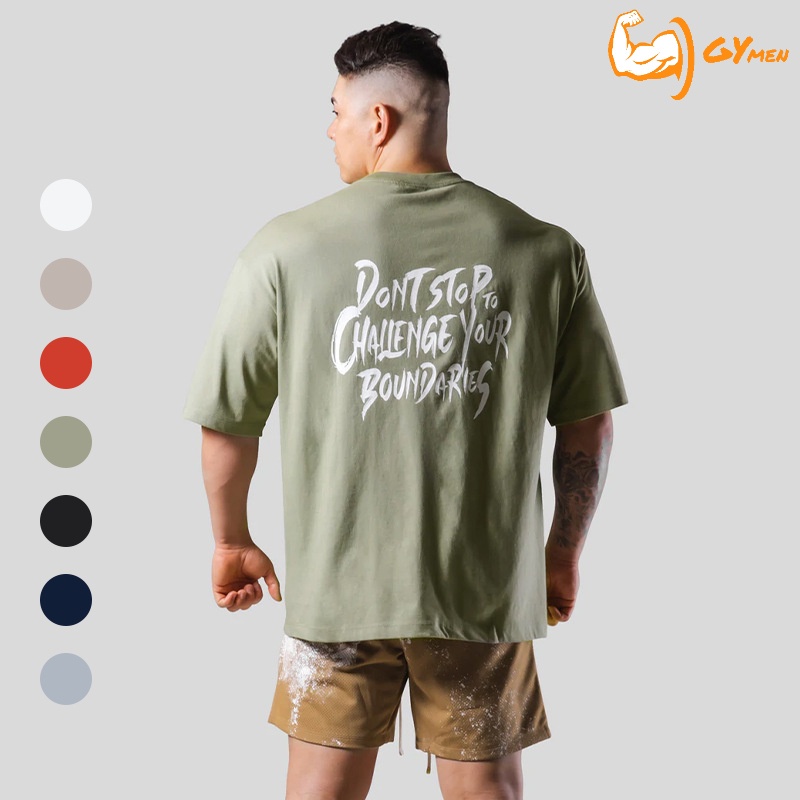 [GYMen]Áo Thun cotton Tay Ngắn Cổ Tròn Thoáng Khí Thấm Hút Mồ Hôi Nhanh Khô Phong Cách Âu Mỹ Cho Nam