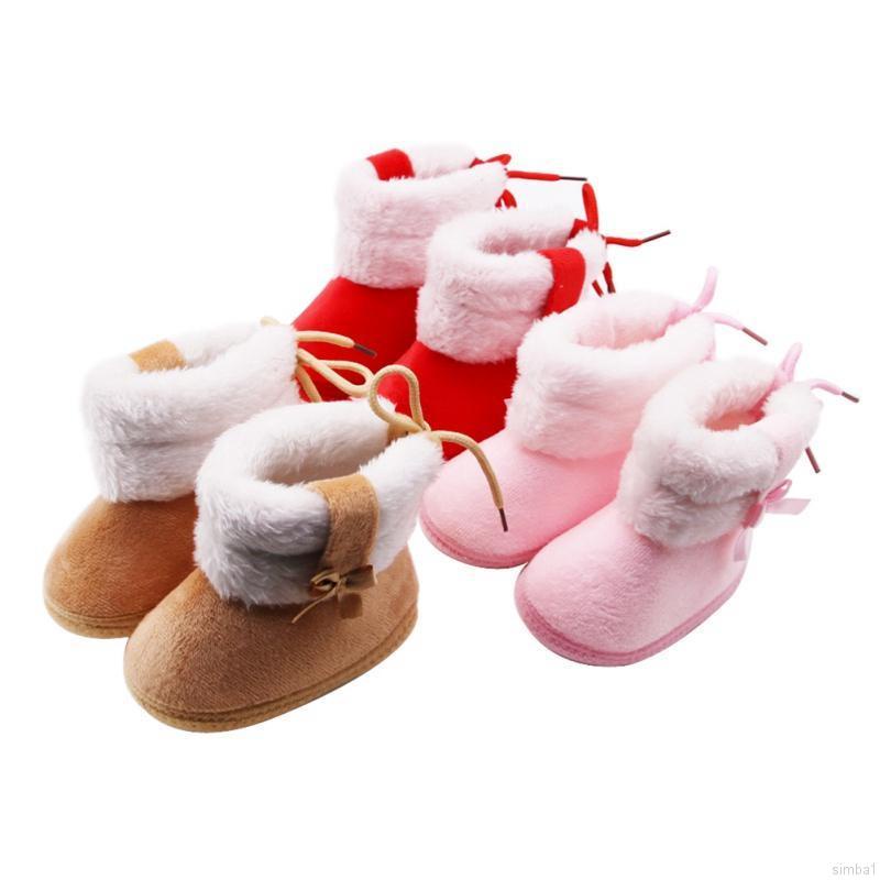Giày Bốt Cotton Cổ Cao Chống Trượt Đính Nơ Thời Trang Mùa Đông Cho Bé Trai Và Gái 0-18 Tháng Tuổi