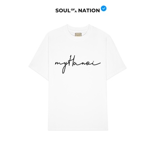 Áo thun unisex In họa tiết chữ đen cao cấp MY HANOI form basic 100% cotton premium SOUL OF A NATION VER 1 - Trắng