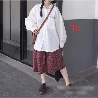 ÁO sơ mi thêu chữ hàn chất lụa mềm