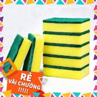 Miếng cọ rửa chén bát xanh vàng tiện dụng - Miếng bọt biển cọ rửa xoong nồi