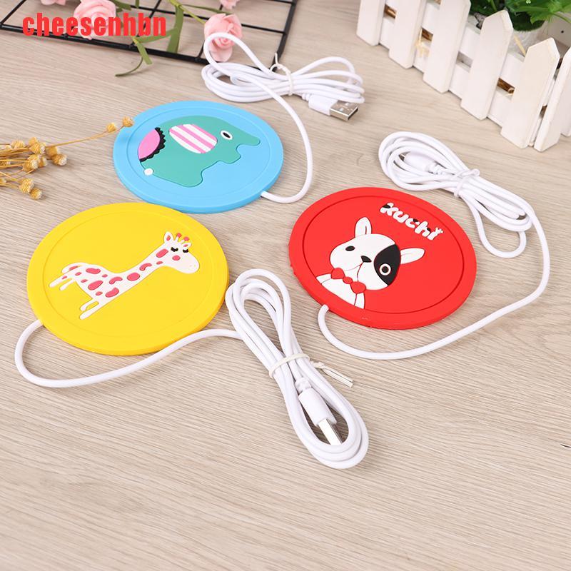 Miếng lót làm ấm ly uống trà và cà phê chất liệu silicone họa tiết hoạt hình cổng USB