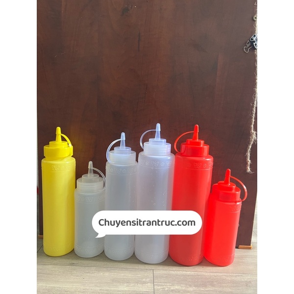 Chai nhựa, bình nhựa đựng sốt, thạch, tương ớt 250ml, 350ml, 500ml, 700ml, 1000ml