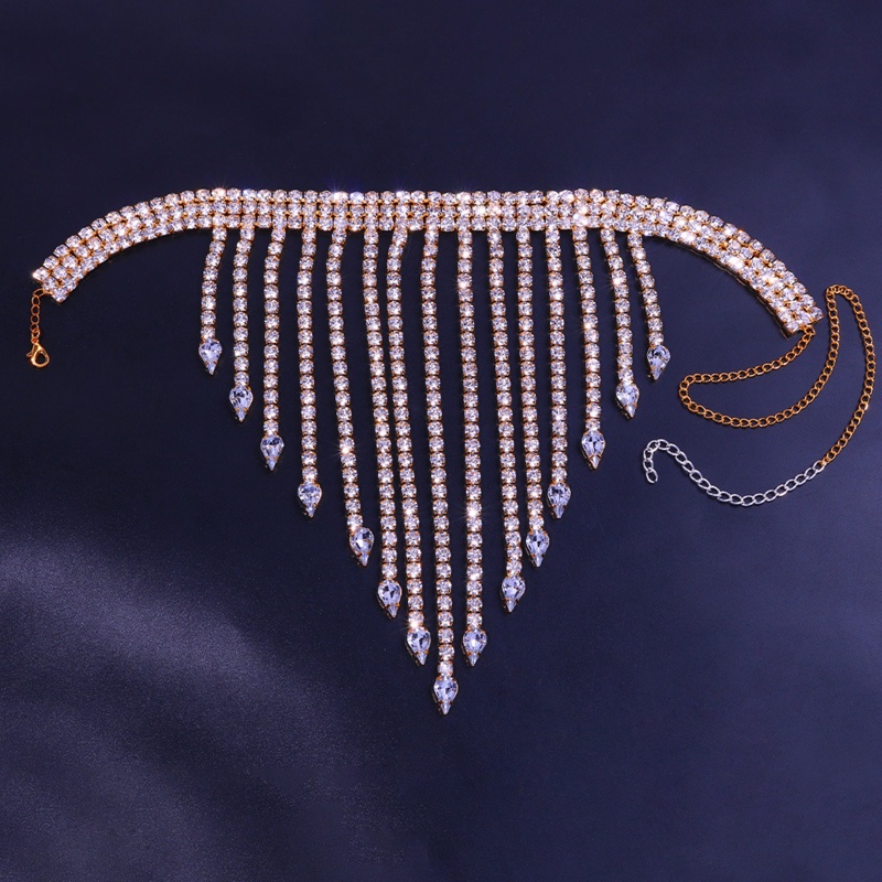 Youyo Chuỗi Dây Đeo Chân Đính Đá Phối Tua Rua Phong Cách Boho Goth Rock Club Cho Nữ