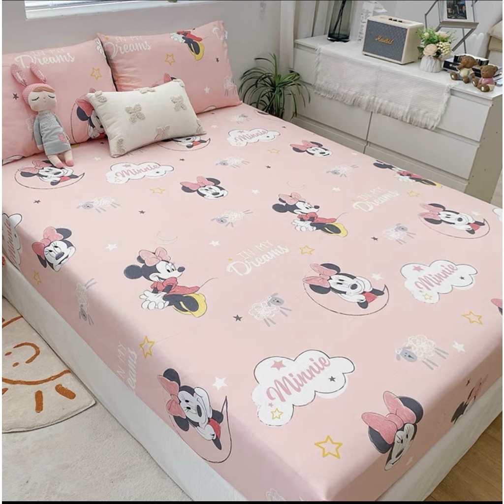 Sét Ga Gối 3 Món Hizun Cotton 100% Hoạ Tiết Dễ Thương