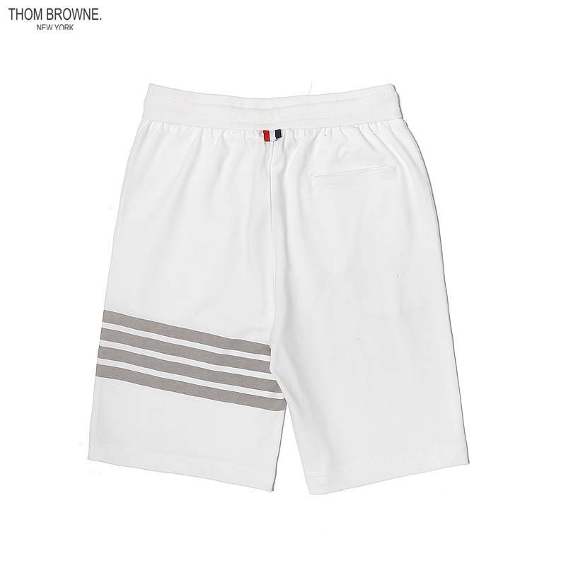 Quần đùi TB THOM BROWNE 280g vải terry cotton in họa tiết cổ điển màu đen/trắng tùy chọn phong cách thường ngày