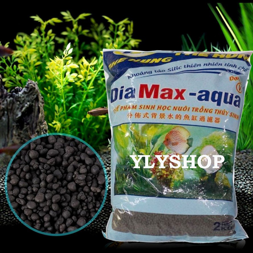 Combo 200Gr Hạt Kaldnes lọc nước bể cá + Đất nền thủy sinh  DIA MAX- AQUA 2KG giàu dinh dưỡng, tốt cây trồng