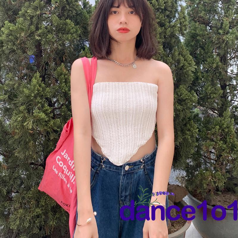 Áo Ống Dệt Kim Màu Sắc Trơn Thời Trang Cho Nữ