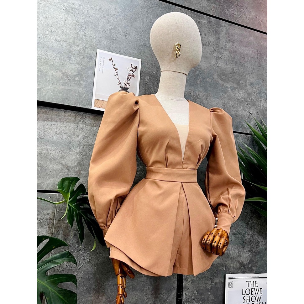 Jumsuits nữ tay phòng dán ngắn cổ V phối lưới  bigsize Kim Ngân từ 50 kg đến 100 kg M/L/XL/XXL