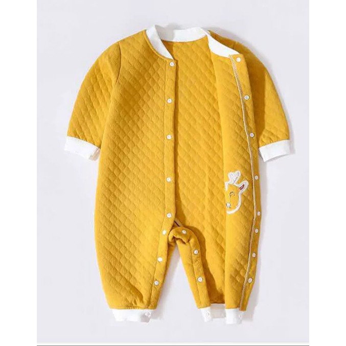 Body dài  liền thân trần bông, bodysuit dài tay cotton cho bé trai và bé gái sơ sinh từ 3-15kg, họa tiết trơn - 𝐁𝐃𝟑𝟑