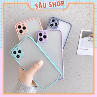 Ốp lưng iphone - ốp lưng nhám bảo vệ camera, viền màu