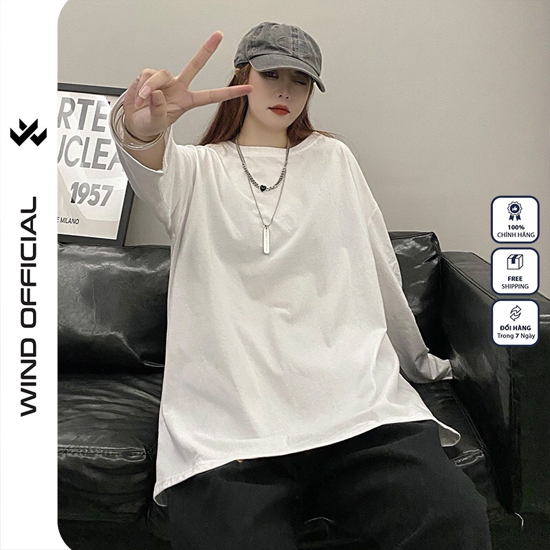 Áo thun tay dài WIND phông unisex form rộng Trơn cotton nam nữ oversize ulzzang | BigBuy360 - bigbuy360.vn