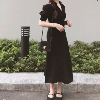 Váy dài qua gối cổ đứng