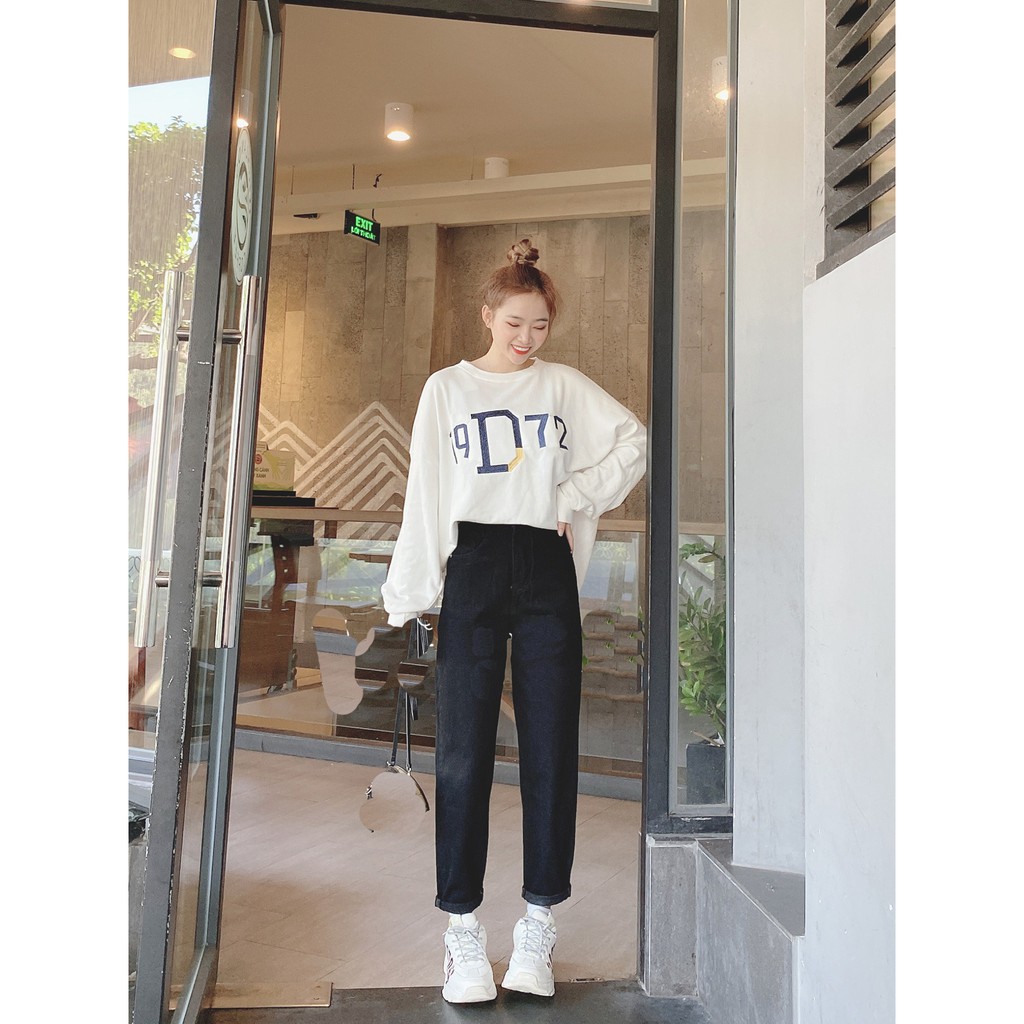[ TM ] QUẦN BAGGY JEAN NỮ LƯNG CAO 2 NÚT PHỐI 2 ĐAI 4 NÚT MÀU ĐEN SIÊU CÁ TÍNH CỰC CAO CẤP BABO ĐỦ SIZE S, M, L