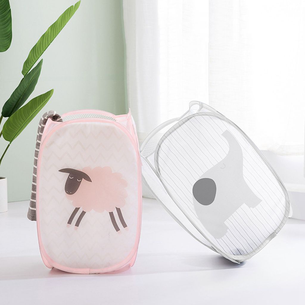 1 Giỏ Lưới Đựng Đồ Giặt Cỡ Lớn In Họa Tiết Hoạt Hình Đa Năng Có Thể Gấp Gọn Tiện Dụng
