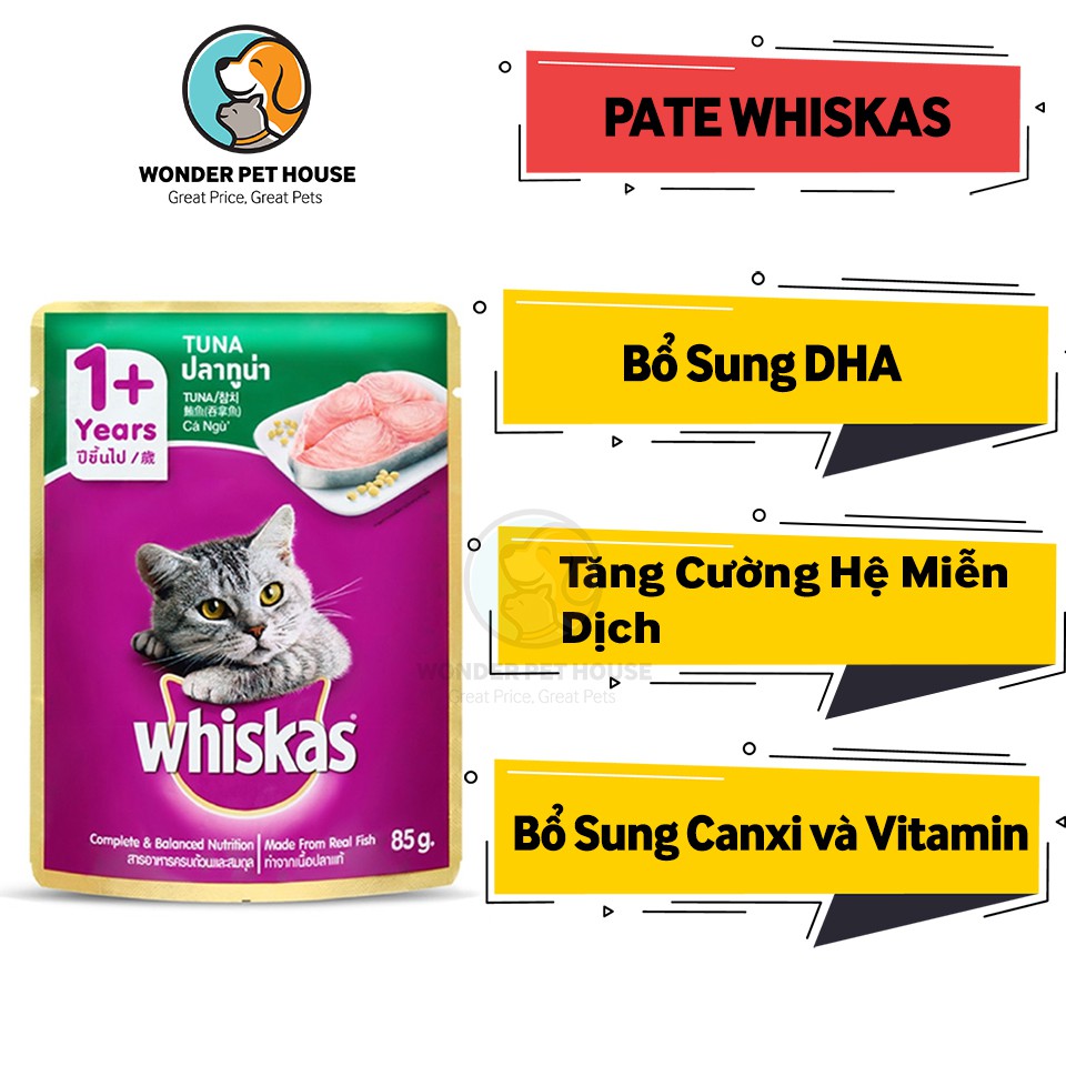 Pate Whiskas cho mèo gói 85g- Pate giàu dưỡng chất