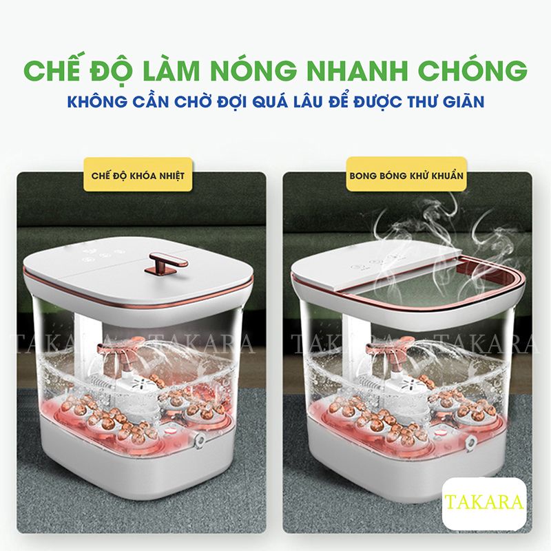 Bồn Ngâm Chân Massage, Chậu Mát Xa Tự Động Bàn Chân Takara Tạo Sóng Nước Tuần Hoàn Màn Hình Cảm Ứng Jing Luo Bao