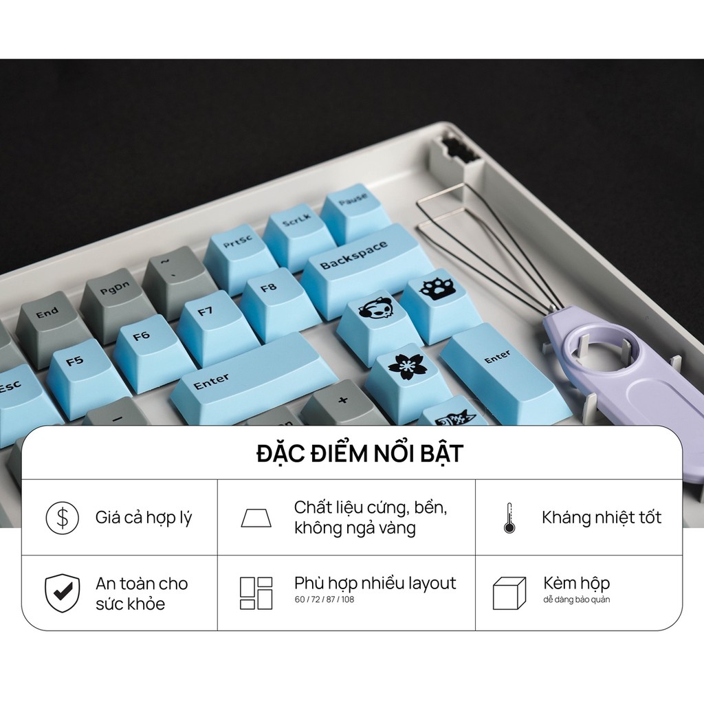 [Mã SKAMSALE03 giảm 10% đơn 200k] Bộ AKKO Keycap set Silent (PBT Double Shot/Cherry profile/177 nút)