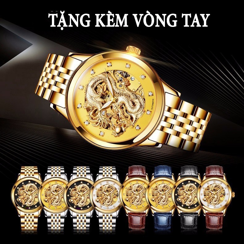 Đồng Hồ Cơ Nam Movt mặt rồng tặng vòng tay may mắn