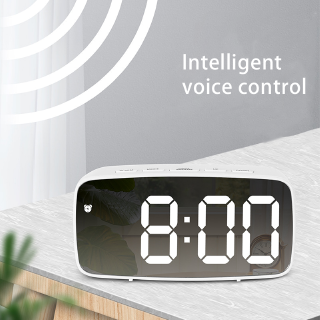 LED clock, Multi-function alarm clock, Mirror, Dimming, Voice control, Various styles to choose, Use AA battery/ USB power【lyfs】